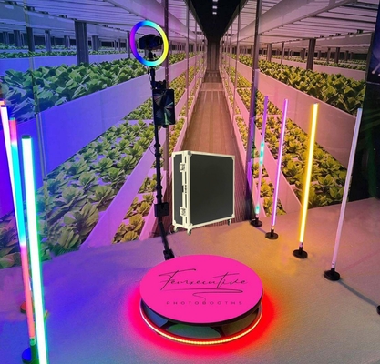 360 graden fotohokje voor bruiloft 360 fotohokje automatisch roterende feestartikelen met flightcase